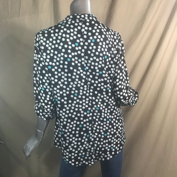 Alfani Women's Size 6 Small Blouse Floral Polka Dot Print Tunic High Low Top - Picture 6 of 15
